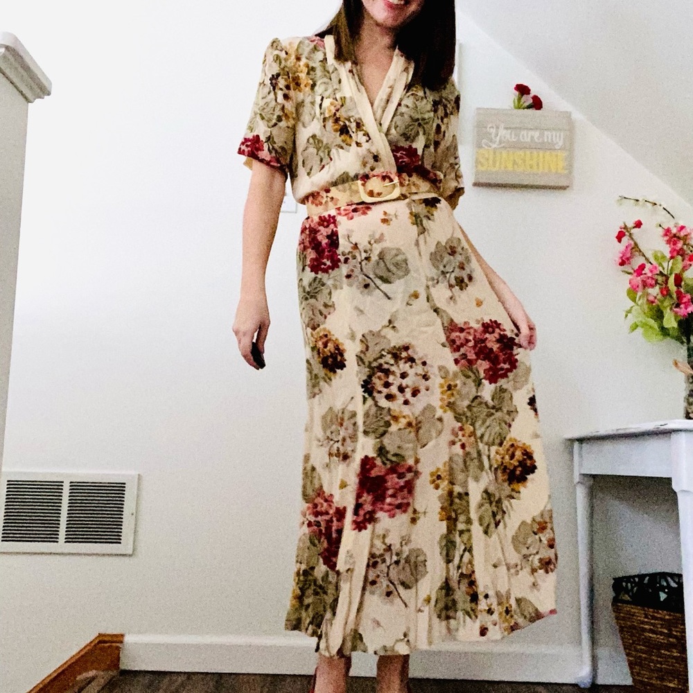 Vintage Liz Claiborne Floral Romantic Midi Dress